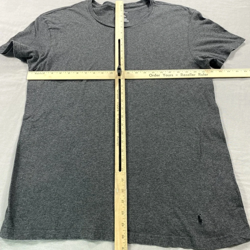 Polo‎ Ralph Lauren Shirt Mens Large Gray Black Pony Pullover Crew Neck Tee Adult